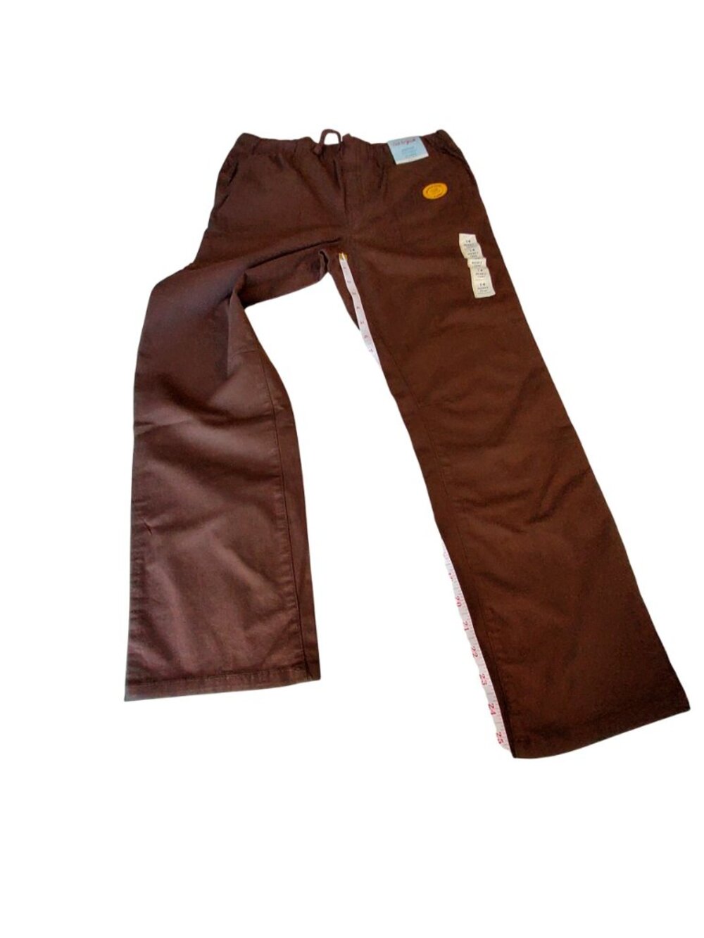 Cat & Jack Boys Brown Pants Reinforced Knees 14 Husky Straight Fit Elastic Waist - Picture 5 of 9
